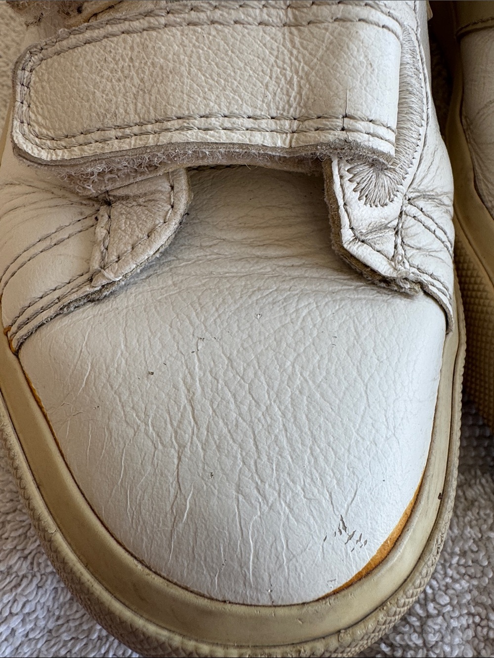 Veja Recife Logo Leather White Natural Velcro Strap Sneakers Size 8 - Picture 10 of 11